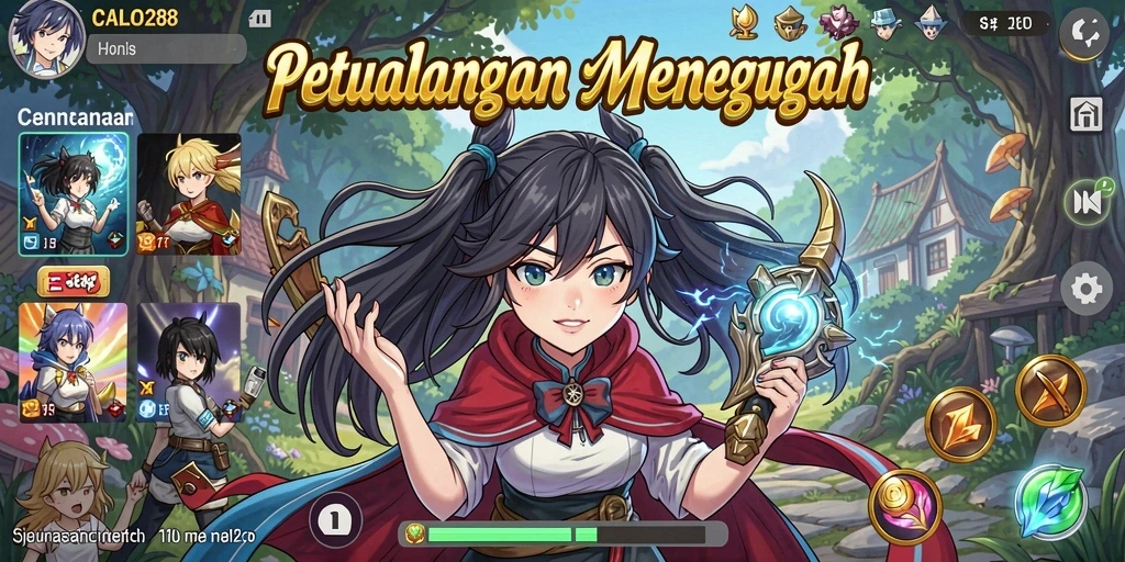 Tampilan gameplay menakjubkan dari CALO288 dengan karakter anime yang beraksi.