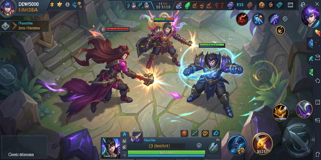Tampilan gameplay seru DEWI5000 dengan aksi MOBA yang intense.