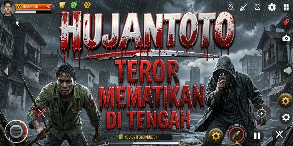 Tampilan menakutkan dalam gameplay HUJANTOTO saat hujan deras.