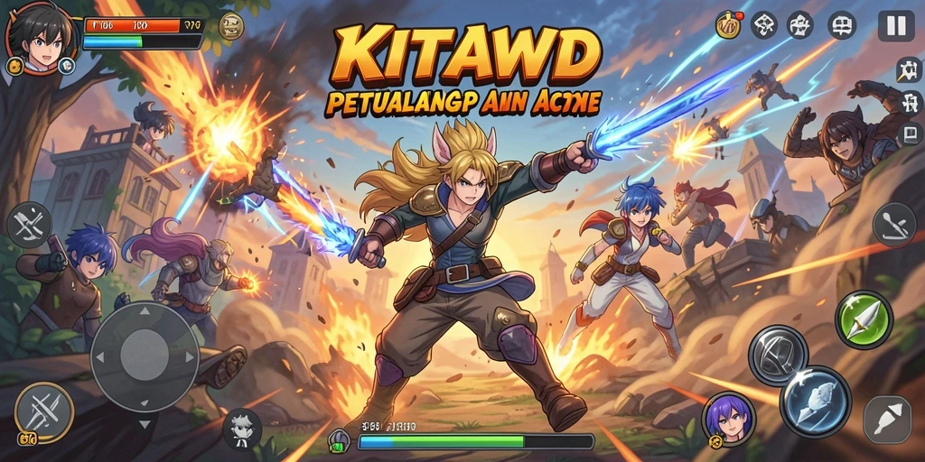Tampilan gameplay menarik dari KITAWD dengan karakter Anime yang beraksi.