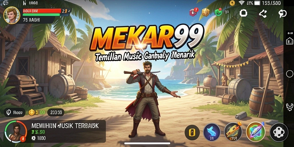 Tampilan gameplay MEKAR99 yang menampilkan beragam tantangan musik.