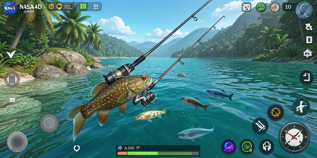 Tampilan gameplay NASA4D yang mengasyikkan saat memancing.