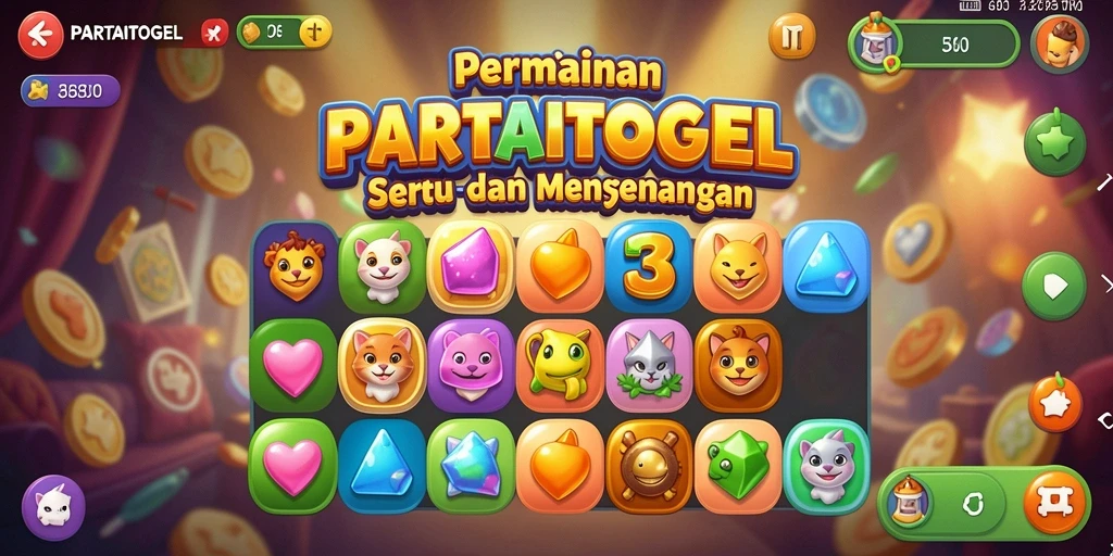 Tangkapan layar gameplay PARTAITOGEL dengan suasana match-3 yang menantang.