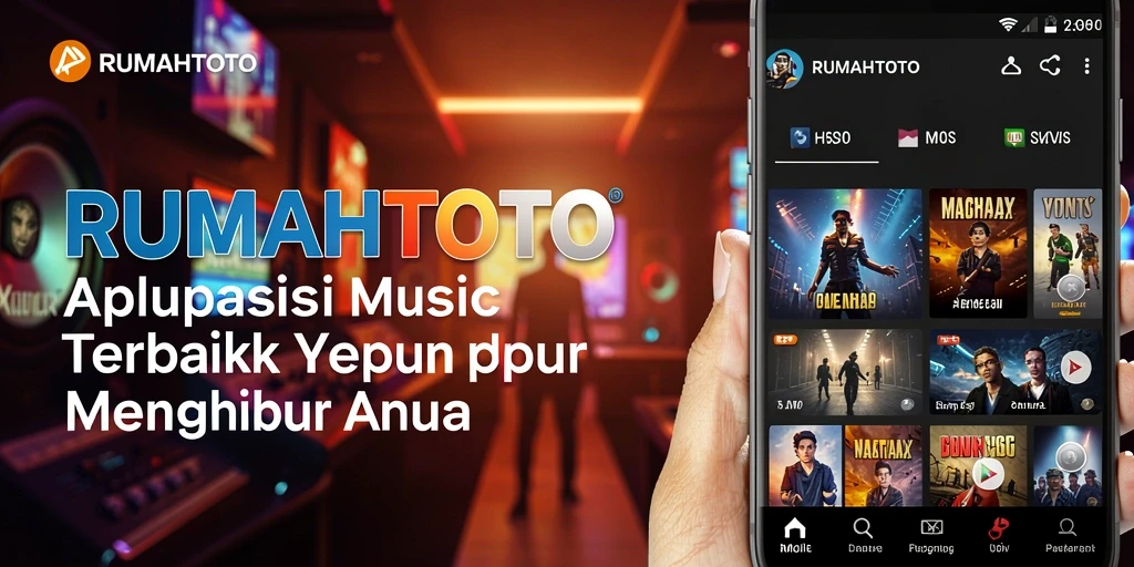Screenshot RUMAHTOTO menampilkan gameplay interaktif dalam aplikasi musik.