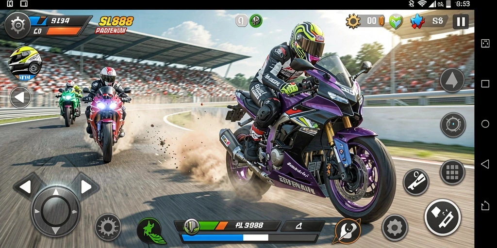 Gameplay balap motor yang penuh adrenalin di SL888.